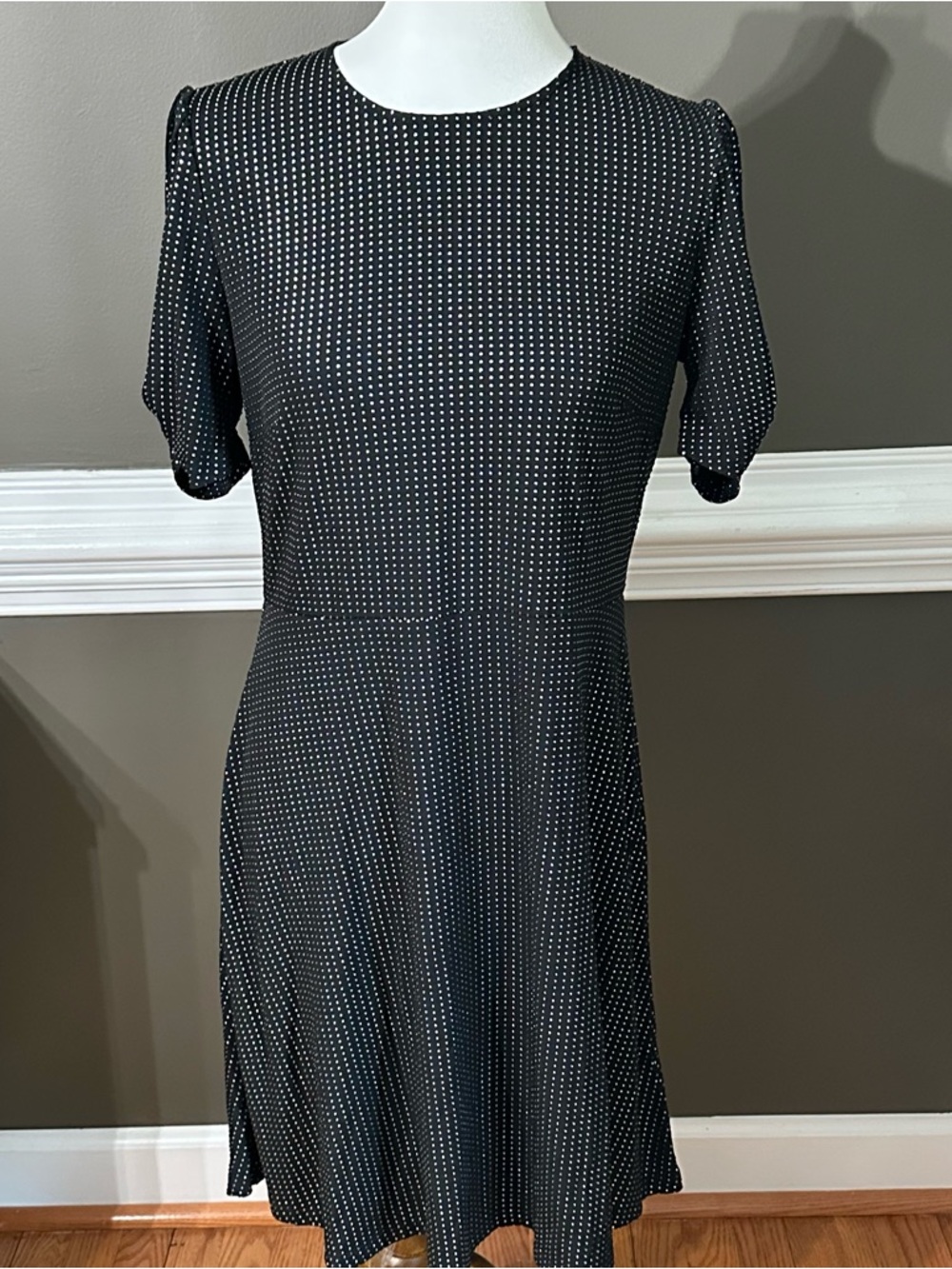 Michael Kors Metallic Dot-Print Stretch A line Mini Dress. Size Medium